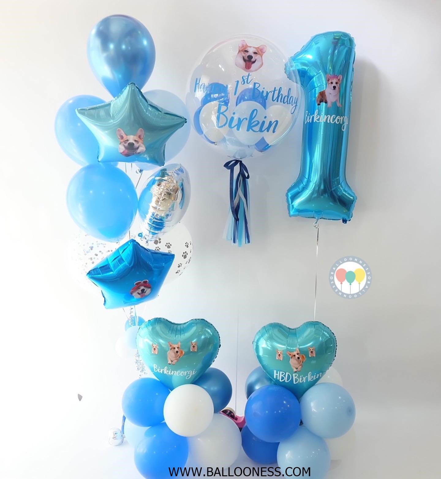 เซ็ตวันเกิดน้องหมา โทนสี น้ำเงินและฟ้า / Set Dog's Birthday Dark blue and Blue tones
