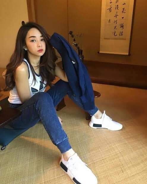 กางเกงทรงวอร์มยีนส์ยืด