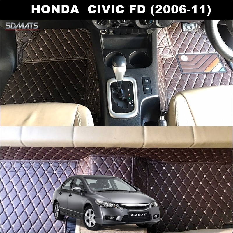 พรมปูพื้นรถยนต์ 6D HONDA CIVIC FD (2006-11) พรม6D QX สวยงาม เข้ารูป ตรงรุ่นรถ 3ชิ้น