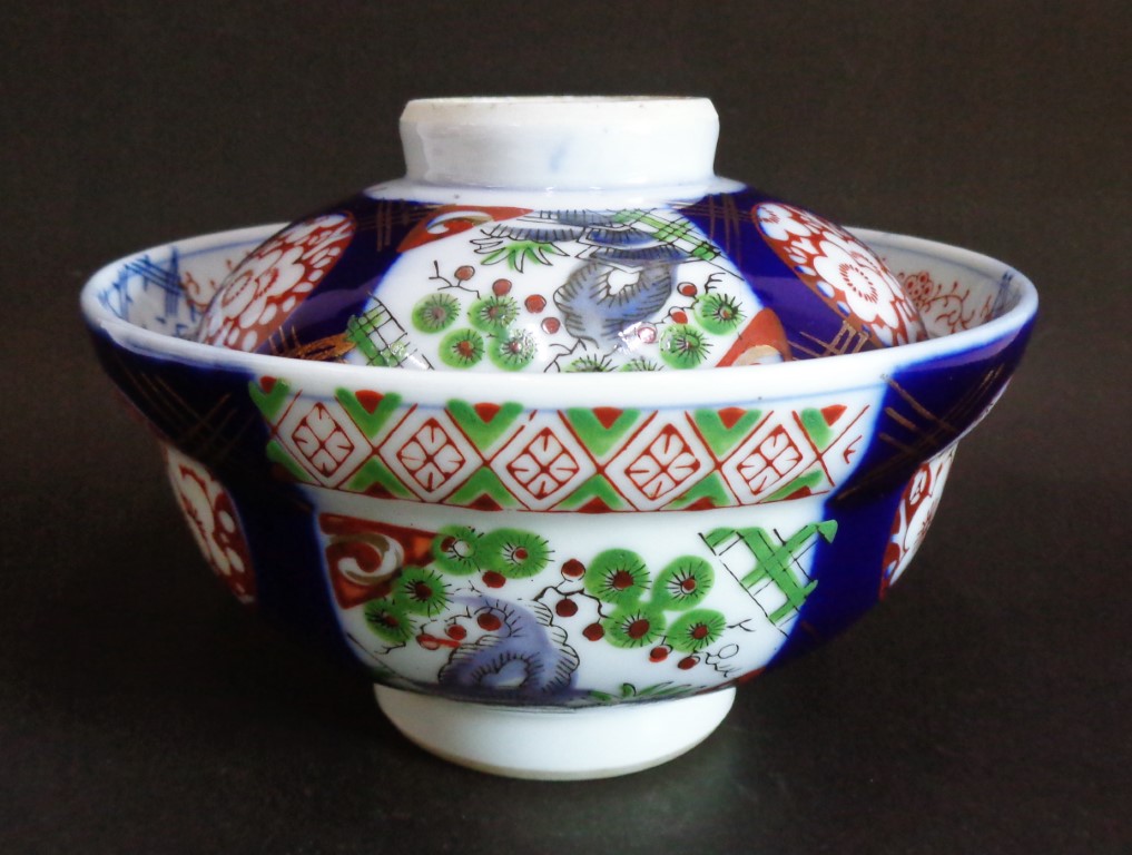 Japanese Imari bowl 19th cen ชามพร้อมฝาปิด งานเก่า
