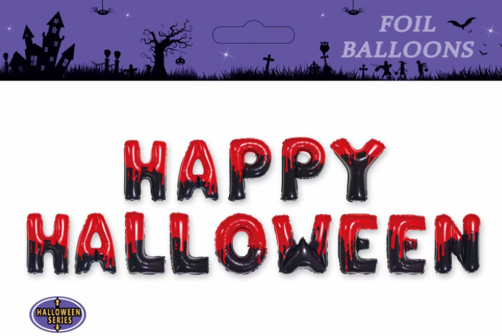 HAPPY HALLOWEEN 14'' ฟอยอักษรฮาโลวีน โทนสีแดง-ดำ