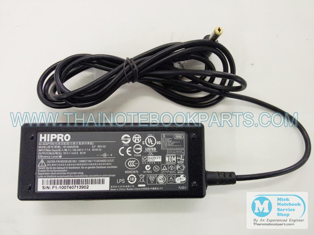MT03395 อะแดปเตอร์โน๊ตบุ๊ค HIPO for Acer - HP-A0652R3B AC Power Adaptor 19V-3.42A (สินค้ามือสอง สภาพดี) 2