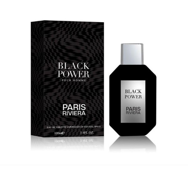 น้ำหอมแท้ นำเข้า มีเลขรับแจ้ง กล่องซีล ยี่ห้อ PARIS RIVIERA BLACK POWER POUR HOMME EDT 100 ML
