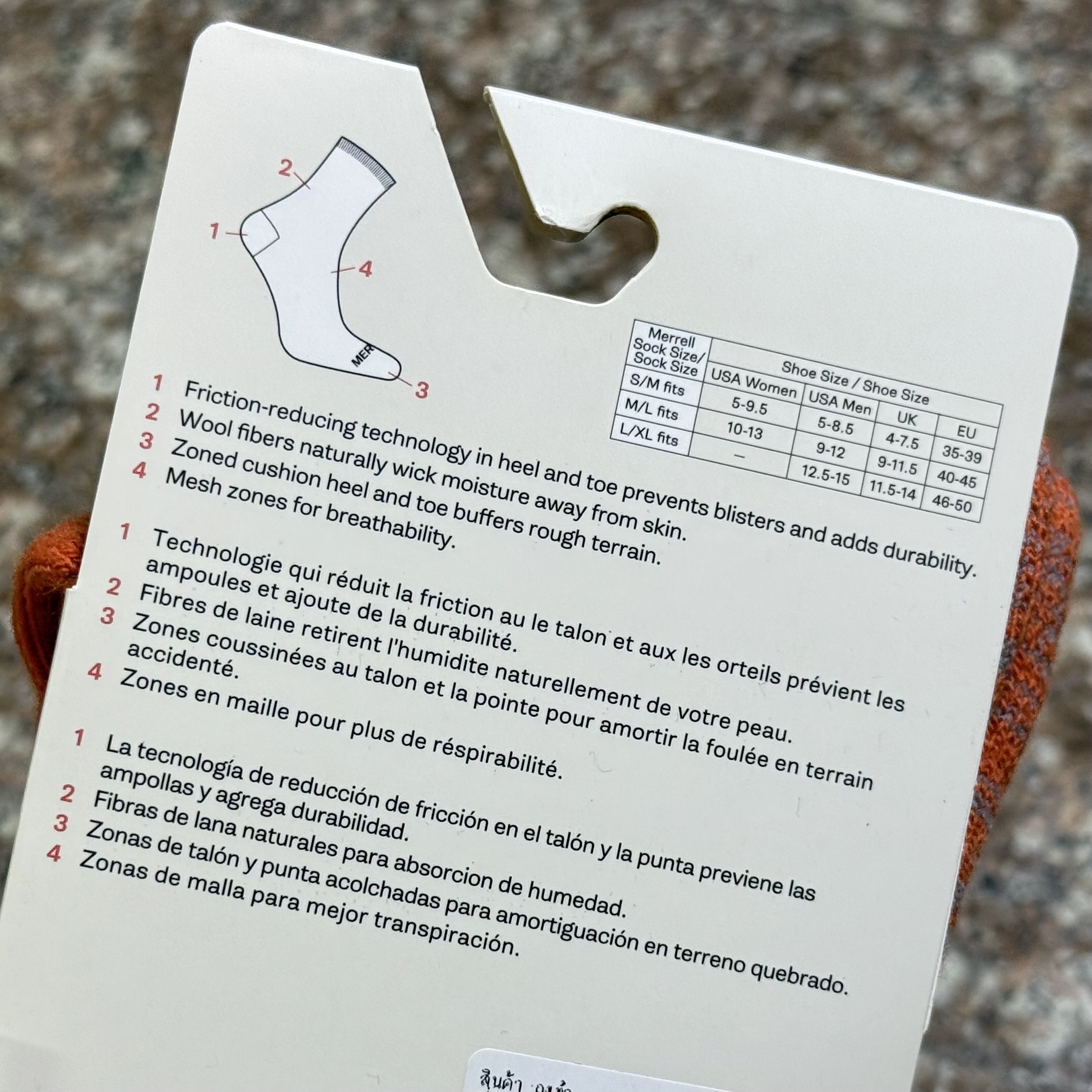 ถุงเท้าวิ่ง Merrell Zoned Hiking Crew Socks ‘ORANGE’ (M)