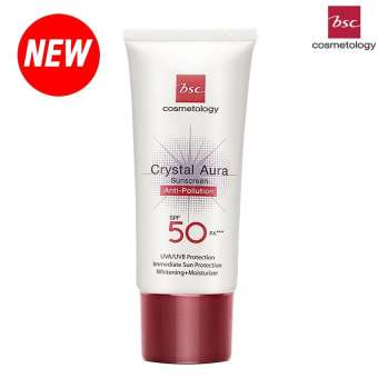BSC CRYSTAL AURA SUNSCREEN SPF 50 PA ANTI-POLLUTION 25 กรัม กันแดด best seller จาก BSC ป้องกันรังสี UVA1 UVA2 เทคโนโลยีใหม่ล่าสุด ของ BSC ให้กันแดด ดียิ่งขึ้น ซึมเร็วเบาบาง