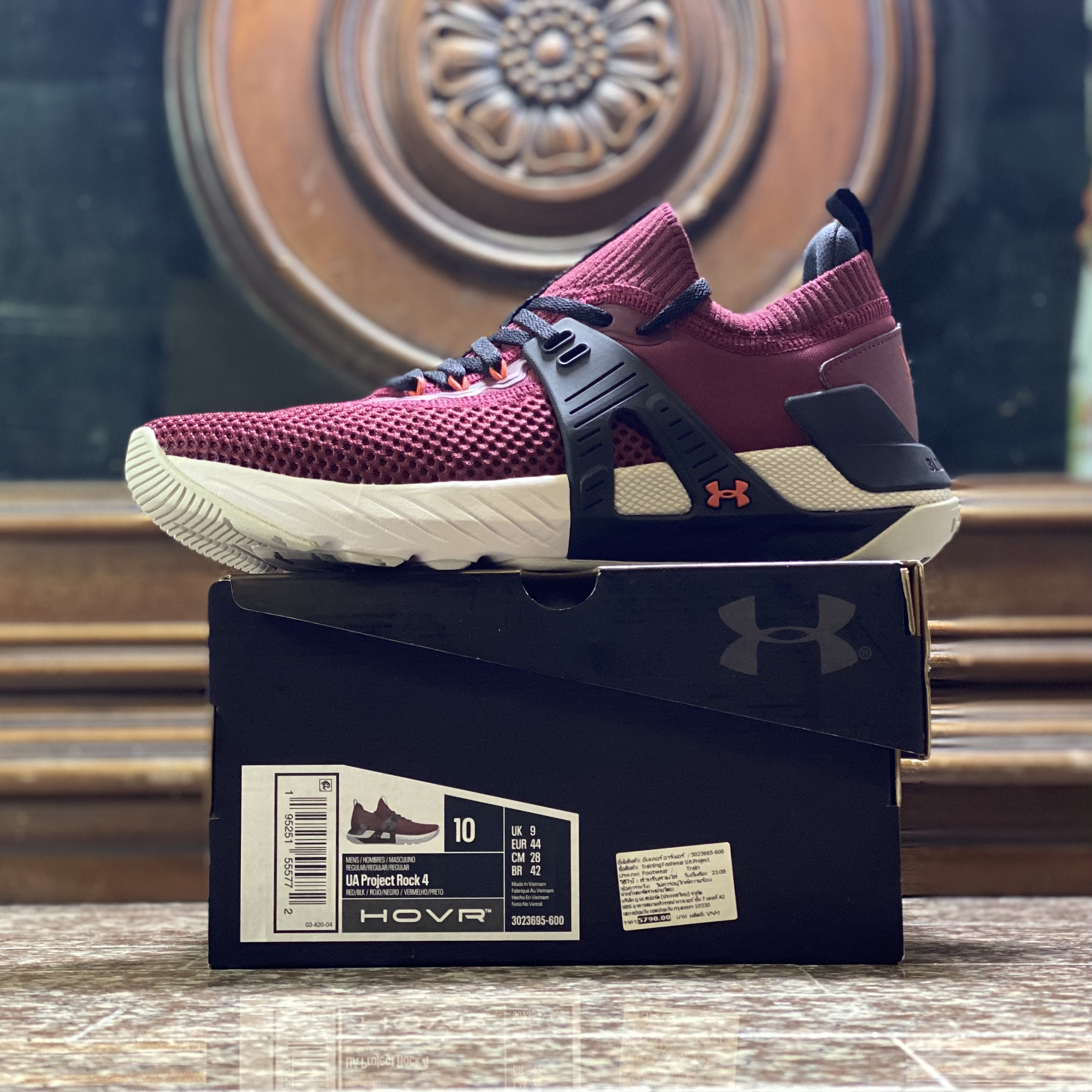 รองเท้าเทรนนิ่ง Under Armour Project Rock 4 ‘Burgundy’ (M8US)