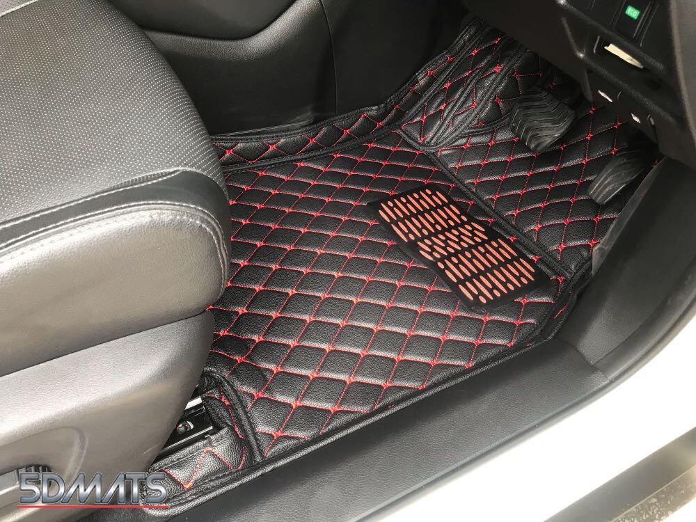 พรมปูพื้นรถยนต์ NISSAN X-TRAIL SUV7 ที่นั่ง พรม6D หนานุ่ม สีดำด้ายแดง เต็มคัน