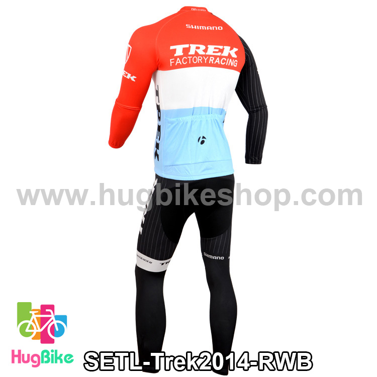 ชุดจักรยานแขนยาวทีม Trek 14 สีแดงขาวฟ้า