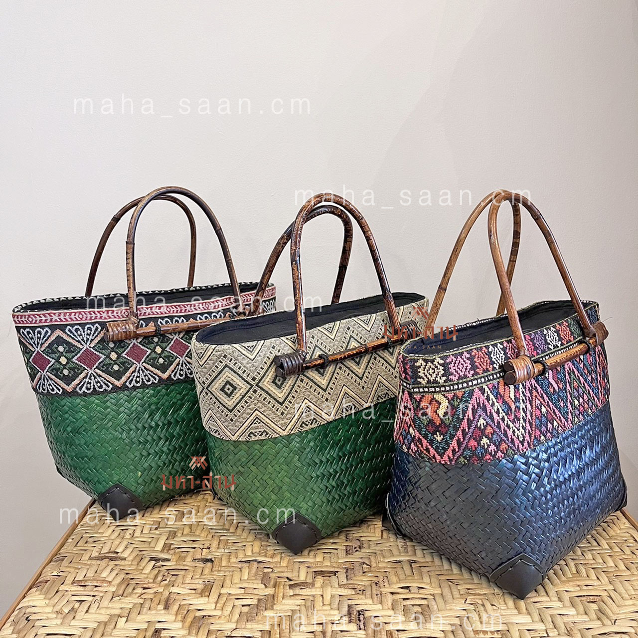 กระเป๋าสาน กระเป๋ากระจูดผ้าไทย คละแบบ ของฝาก ของขวัญเกษียณ 💟