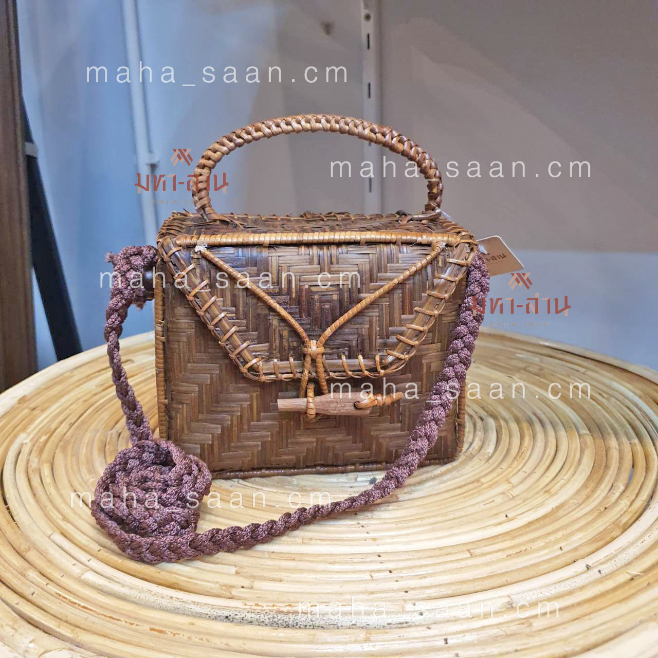 กระเป๋าไม้ไผ่ ทรงกล่อง สะพายข้าง สานมือ ใช้ได้หลายโอกาส💓
