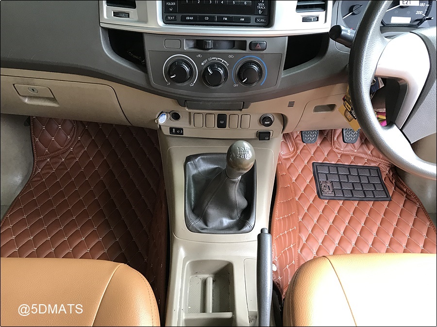 พรมปูพื้นรถยนต์ 6D TOYOTA VIGO CAB พรม6D QJ VIP หนาพิเศษ สีน้ำตาล เต็มคัน