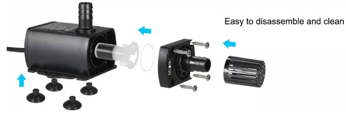 ปั๊มน้ำขนาดเล็ก รุ่น DC5V 2.4W อัตราการไหลของน้ำสูงสุด: 250L/H และ Max. Lift: 200cm / 6.56 ft.