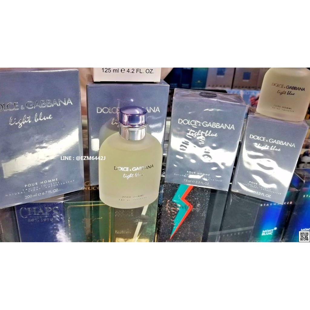 น้ำหอมแท้ DOLCE & GABBANA LIGHT BLUE FOR MEN POUR HOMME EAU DE TOILETTE SPRAY 100 ML ของใหม่ กล่องขายซีล เหมือนกับห้าง