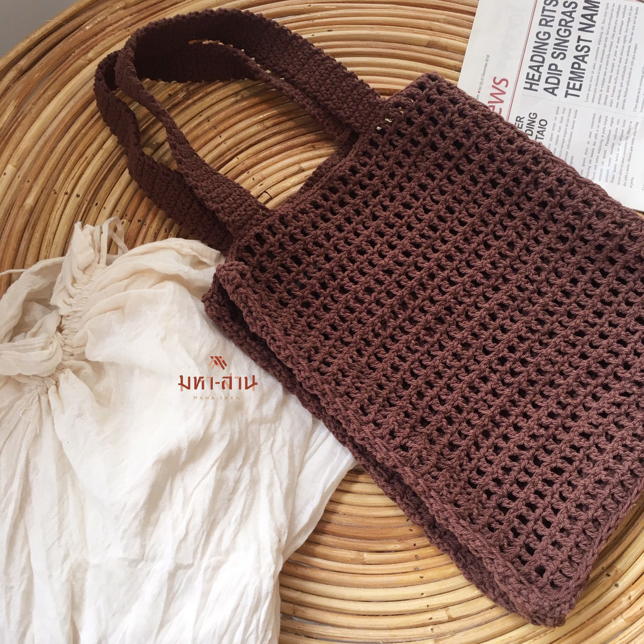 กระเป๋าcotton+เชือก เล็ก👜