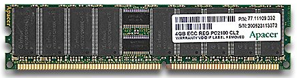 Apacer 1GB DDR1-333MHz. PC2700 ECC Registered CL2.5