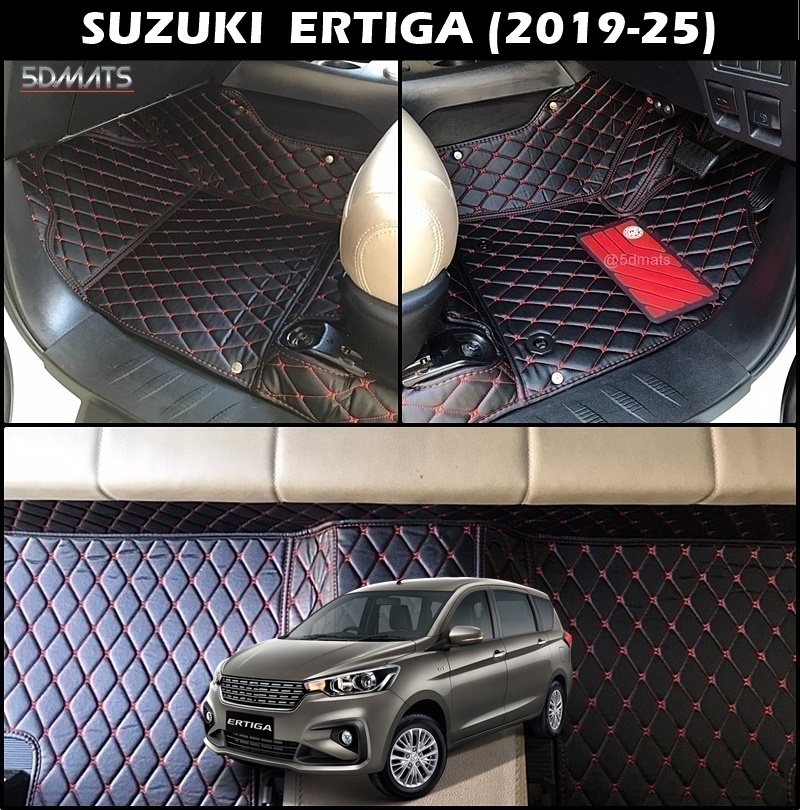พรมปูพื้นรถยนต์ 6D SUZUKI ERTIGA 2019-25 พรม6D QX สวยงาม รวมแผ่นท้าย ปิดเบาะ เต็มคัน 11ชิ้น