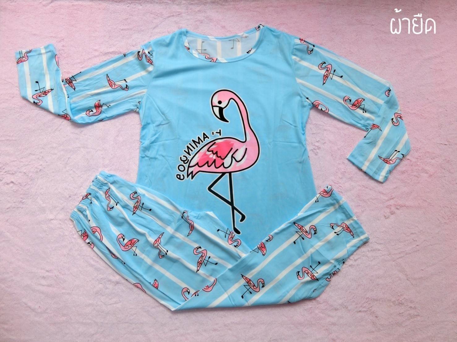 ชุดนอน set เสื้อกับกางเกงลายน่ารัก