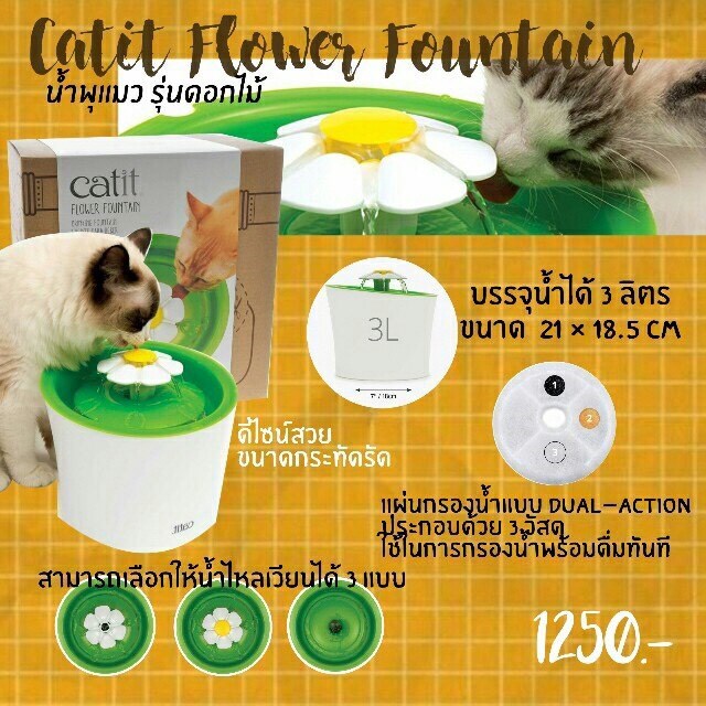 น้ำพุแมว รุ่นดอกไม้ สำหรับให้น้ำสัตว์เลี้ยง