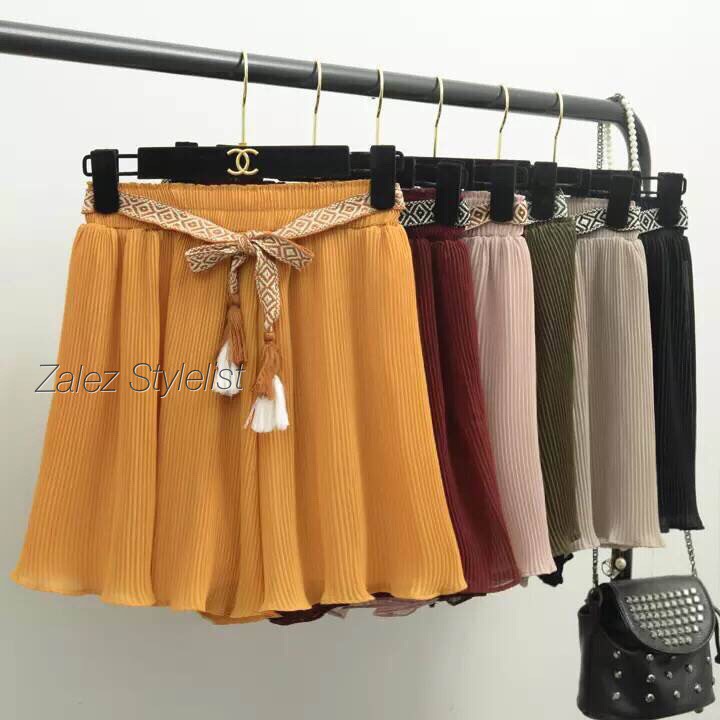 กระโปรงกางเกง ผ้าเกาหลีอัดพลีทจีบเล็ก