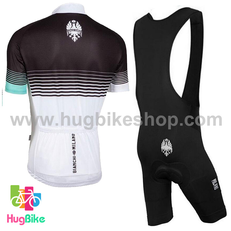 ชุดจักรยานแขนสั้นทีม Bianchi 17 (24) สีดำขาว กางเกงเอี๊ยม