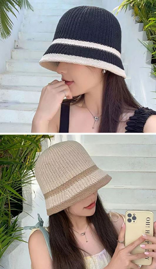 หมวกบัคเกตผู้หญิง สไตล์มินิมอล ระบายอากาศ กันแดดได้ 🧁