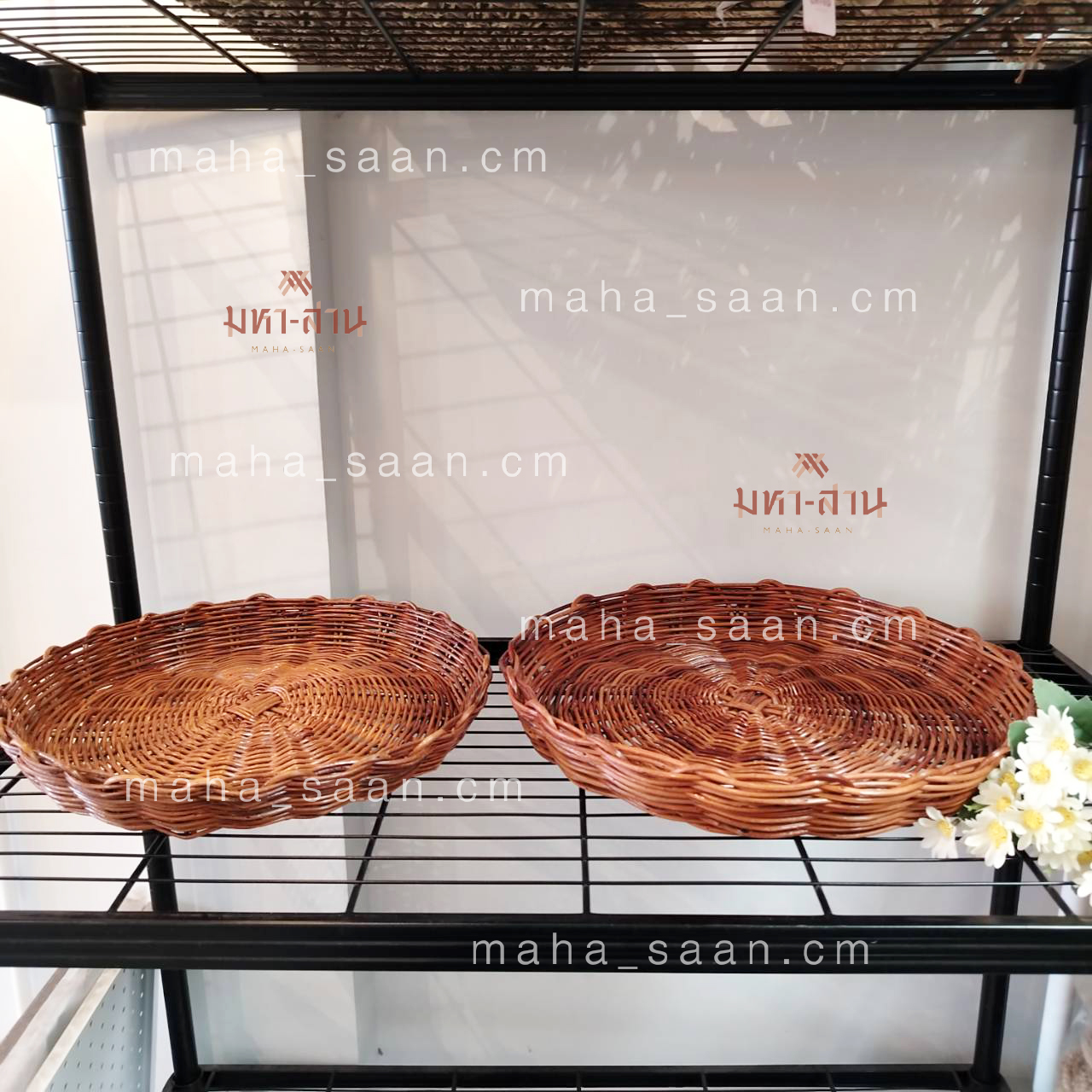 ถาดผลไม้ ขนม กระจาดสาน เถาวัลย์ ทรงกลม 🥯