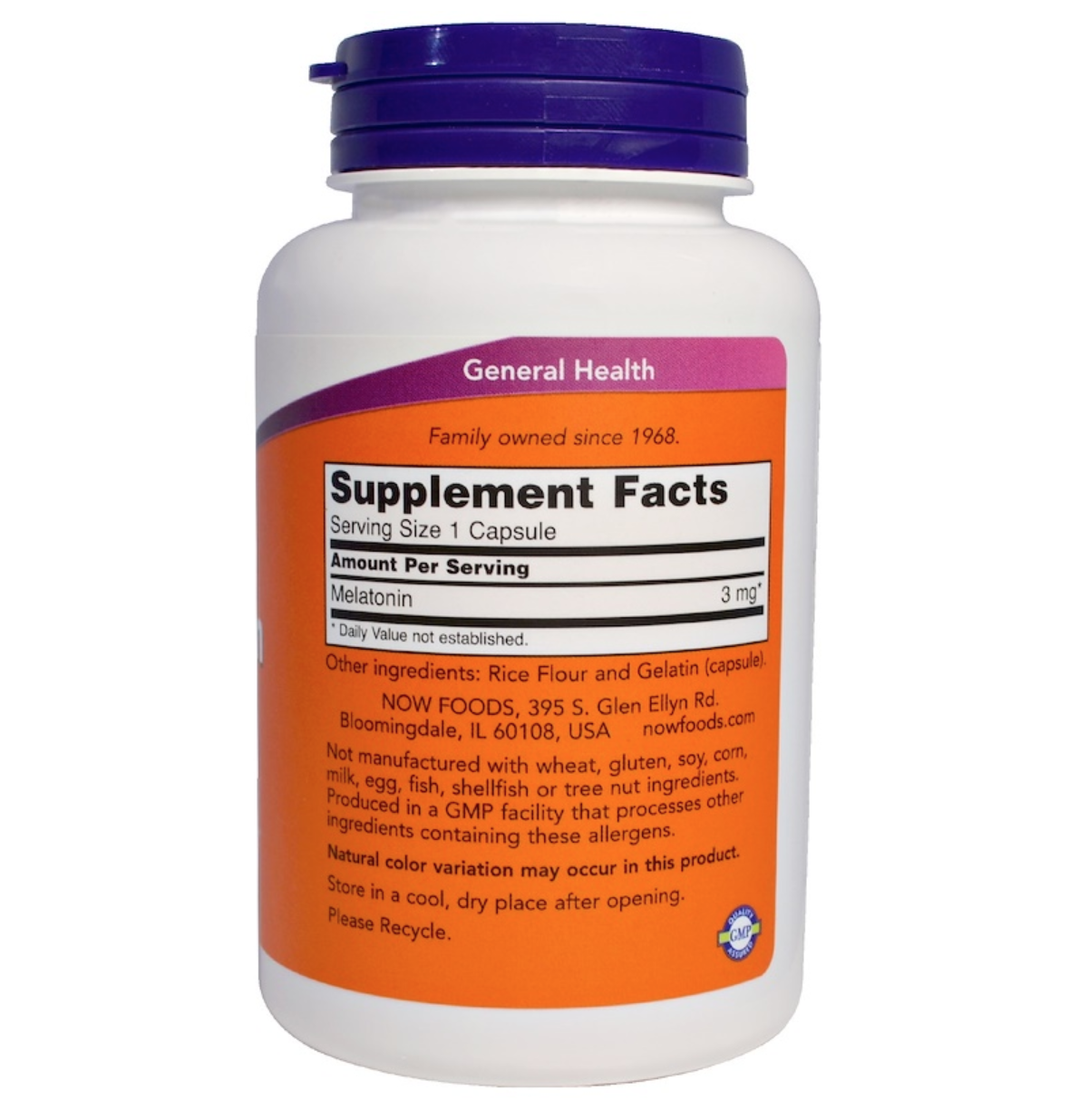 Now Foods, Melatonin, 3 mg, 180 Capsules