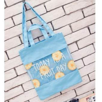 Sodaming Shop กระเป๋าถือ&สะพาย ผ้าแคนวาส PVC พิมพ์ลายน่ารักๆ รุ่น BP4838 (สีฟ้า)
