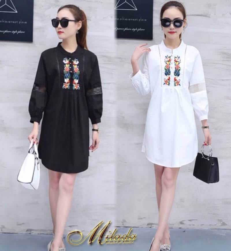 เสื้อตัวยาว คอกลม แขนยาว