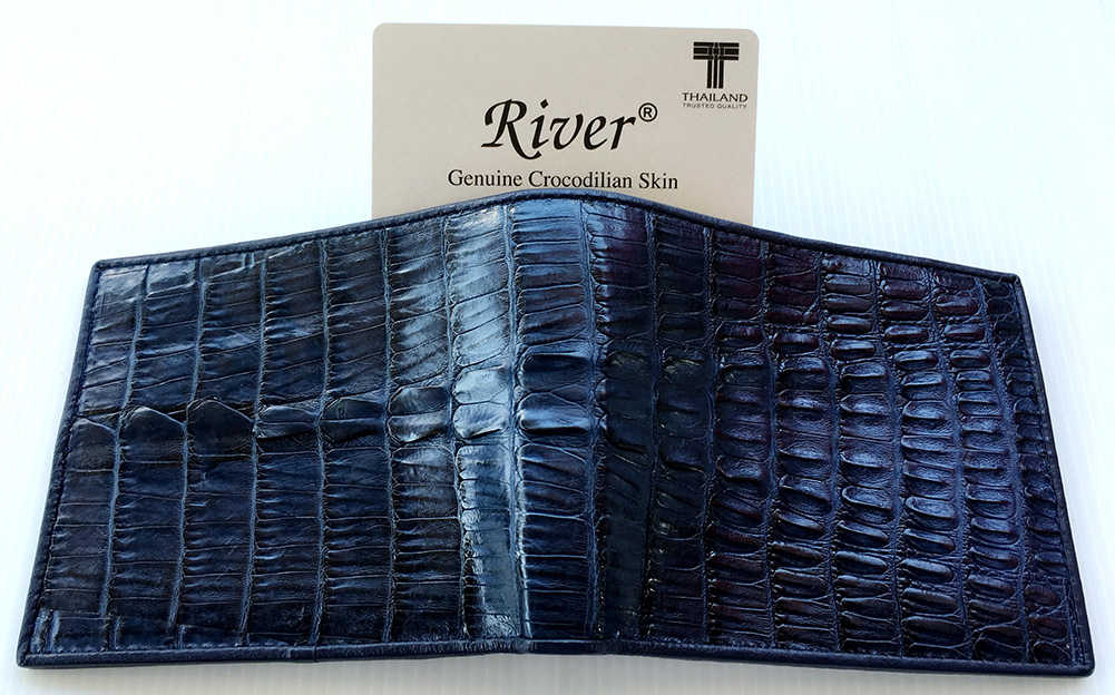 กระเป๋าสตางค์หนังจระเข้แท้ ส่วนหาง สีกรมท่า