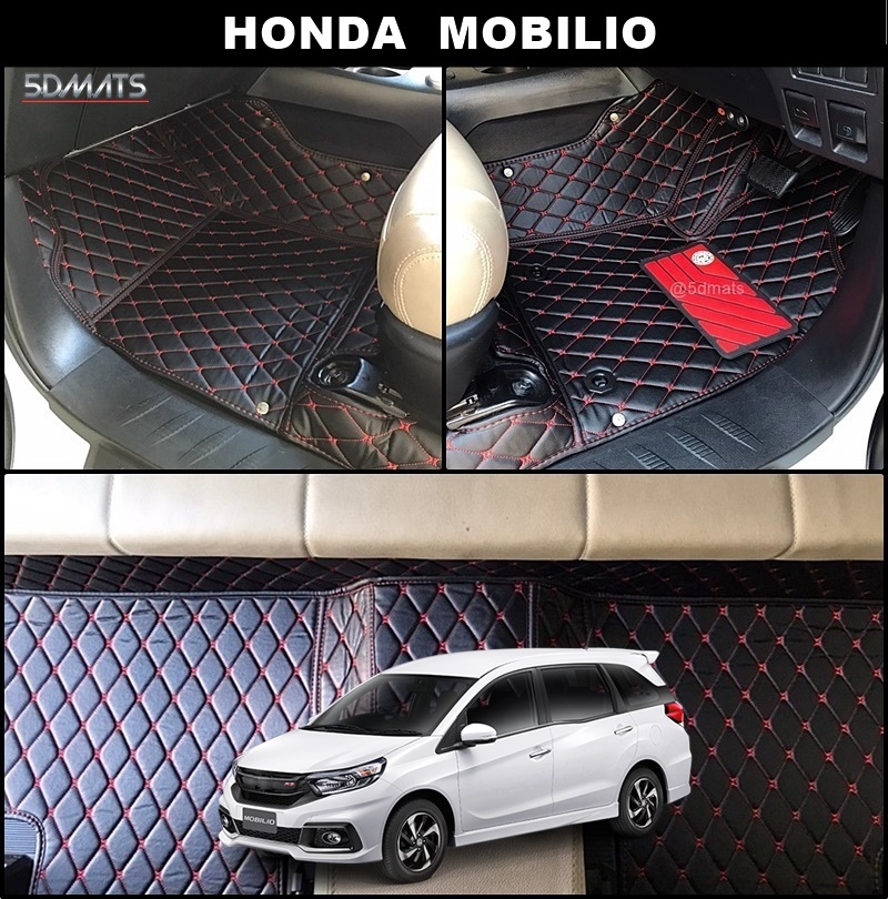 พรมปูพื้นรถยนต์ 6D HONDA MOBILIO (7ที่นั่ง) พรม6D QX สวยงาม รวมแผ่นท้าย ตรงรุ่นรถ 5ชิ้น