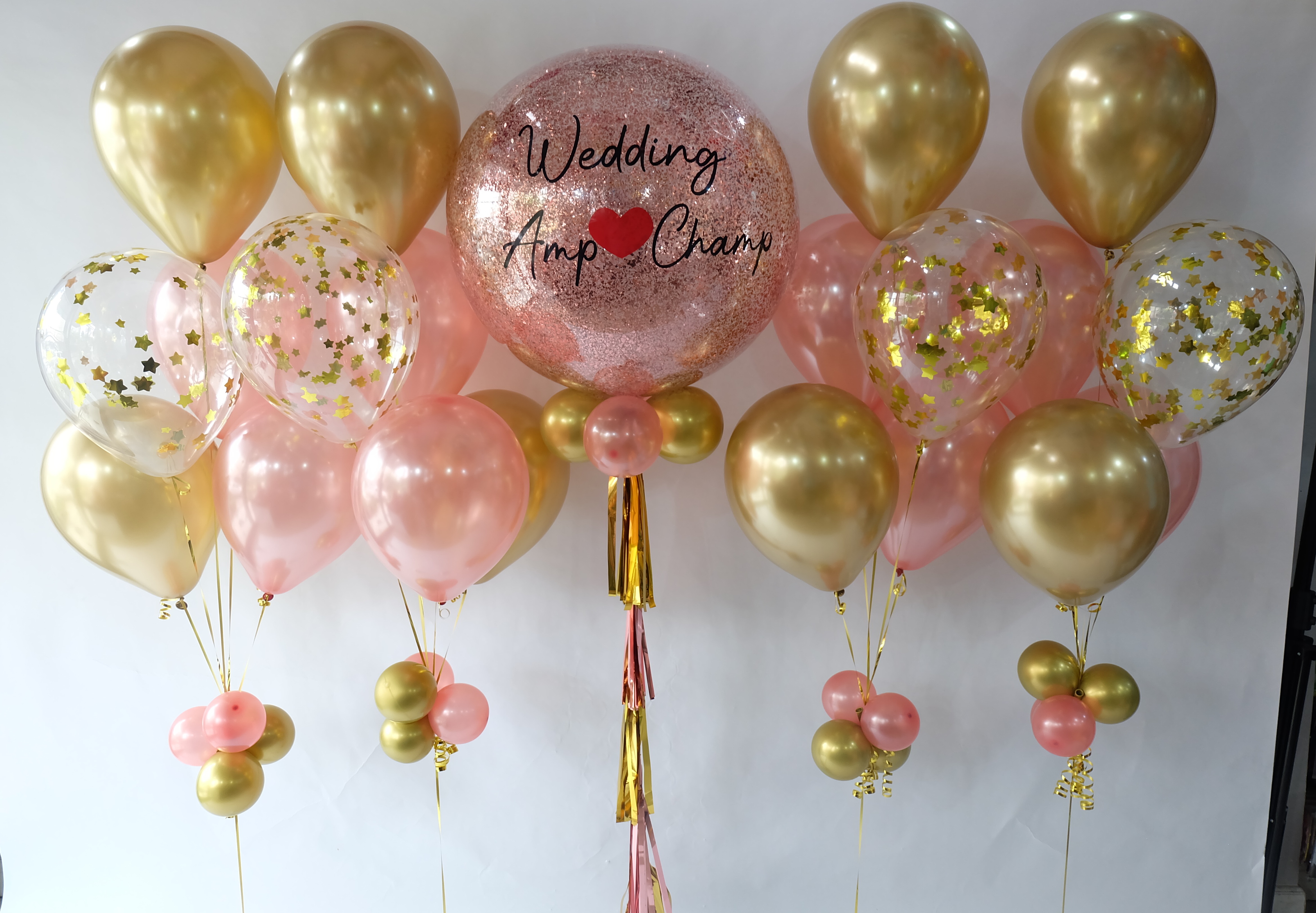 ลูกโป่งแต่งงานกลิ๊ตเตอร์โครม / Glitter Gold&Rose Gold Balloon