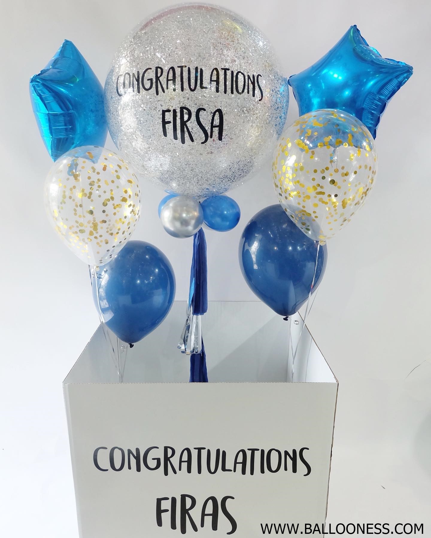 เซ็ตกล่องเซอร์ไพร์ขนาดใหญ่ โทนทองและน้ำเงิน / Set Surprise box Gold and Dark blue tones