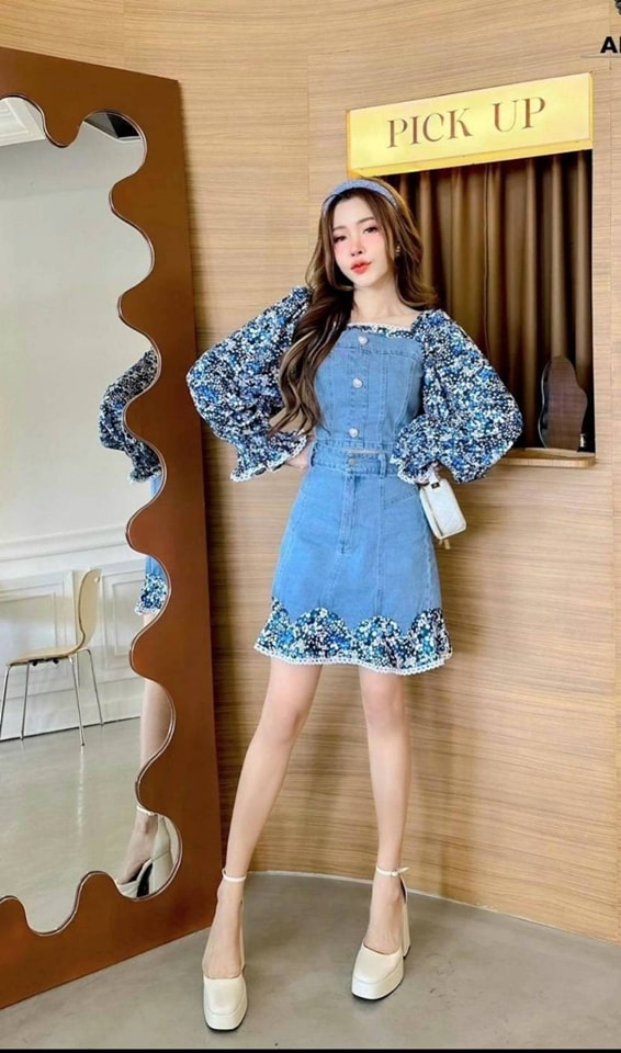set เสื้อยีน+กระโปรงยีน