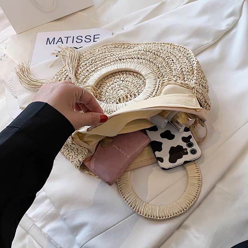 กระเป๋าเชือกถัก กระเป๋าทรงกลม กระเป๋าถือ กระเป๋าแฟชั่น