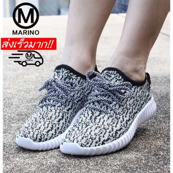 Marino รองเท้ารองเท้าผ้าใบแฟชั่นผู้หญิง No.A005 - White Black