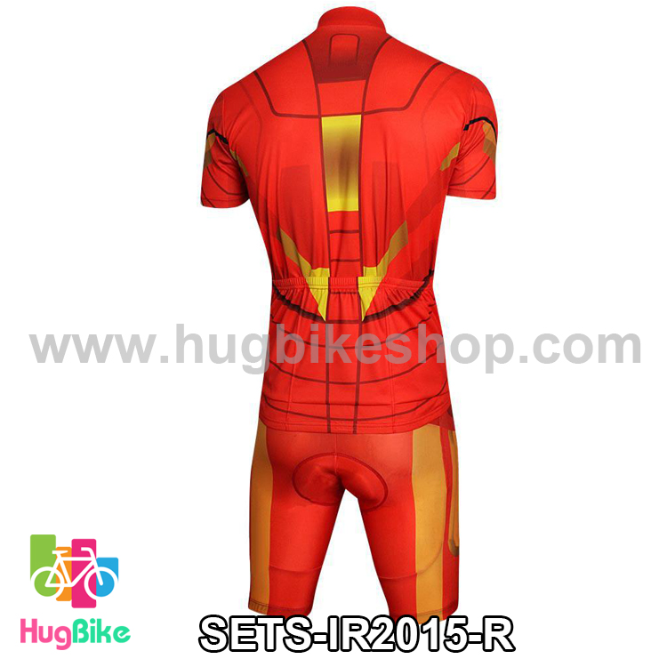 ชุดจักรยานแขนสั้น Iron Man 15 สีแดงส้ม