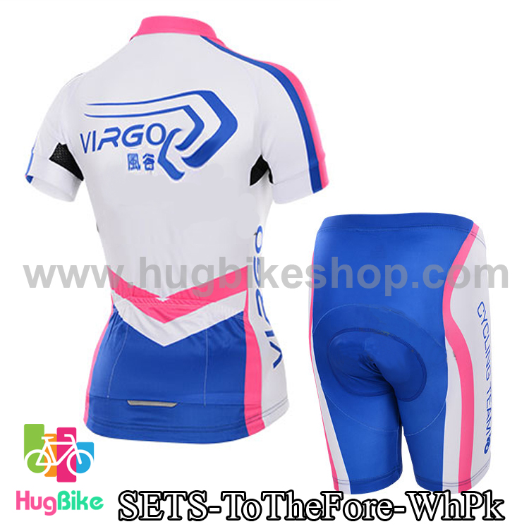ชุดจักรยานผู้หญิงแขนสั้น ประกอบภาพยนต์ To The Fore สีขาวชมพู