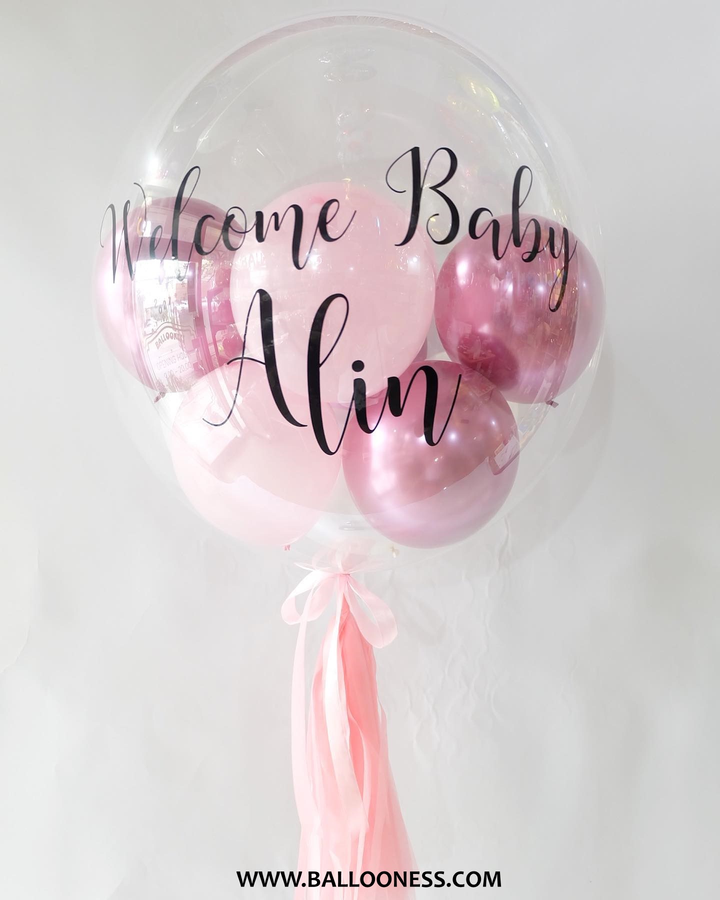 เซ็ตลูกโป่งบับเบิ้ลต้อนรับเด็กแรกเกิด โทน ชมพุ ขนาด 24 นิ้ว / Set Bubble Welcome baby Pink 24-inch