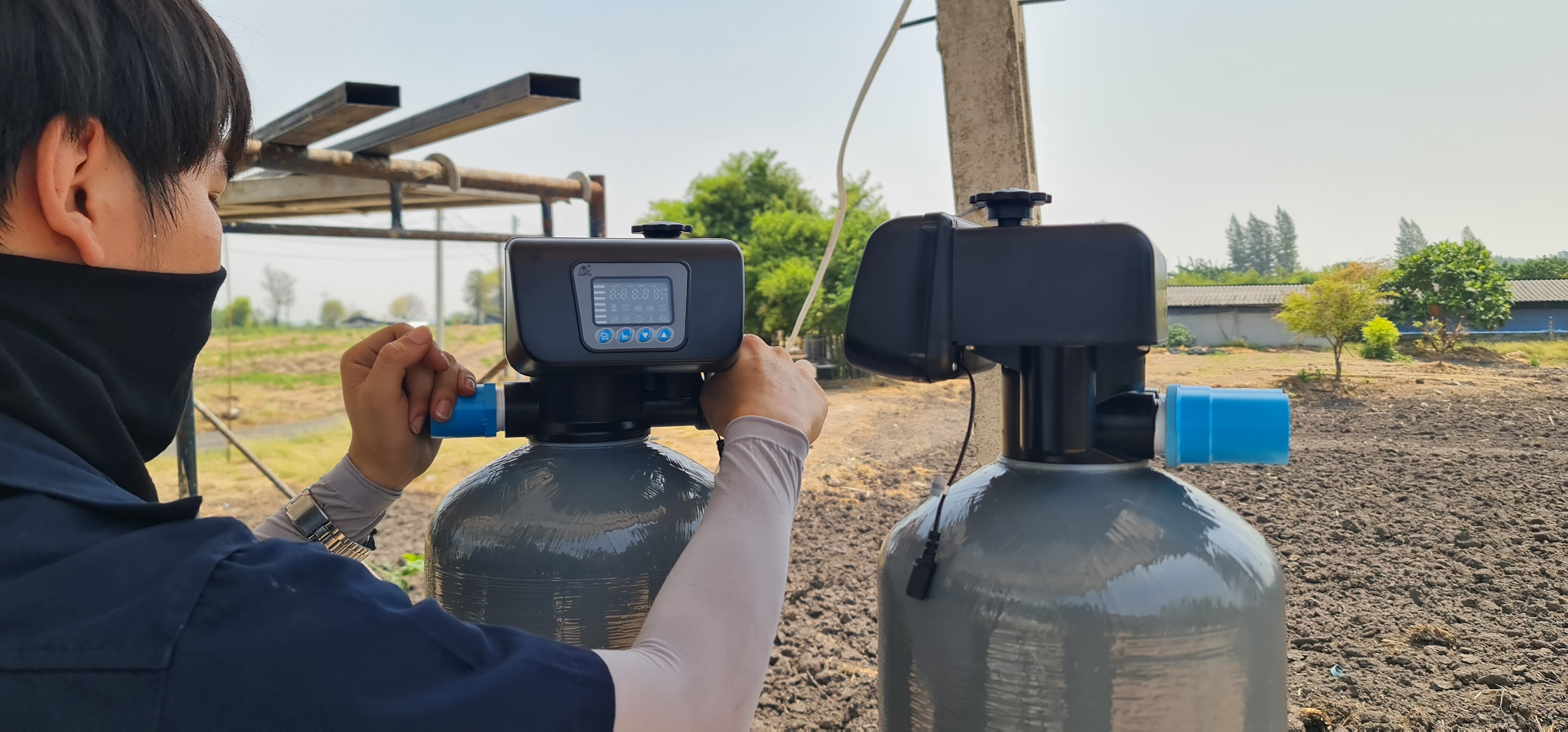 ถังกรองน้ำภายในบ้าน2ถังขนาดจุสาร50ลิตร ระบบล้างAUTO+เครื่องกรองน้ำดื่มระบบRO