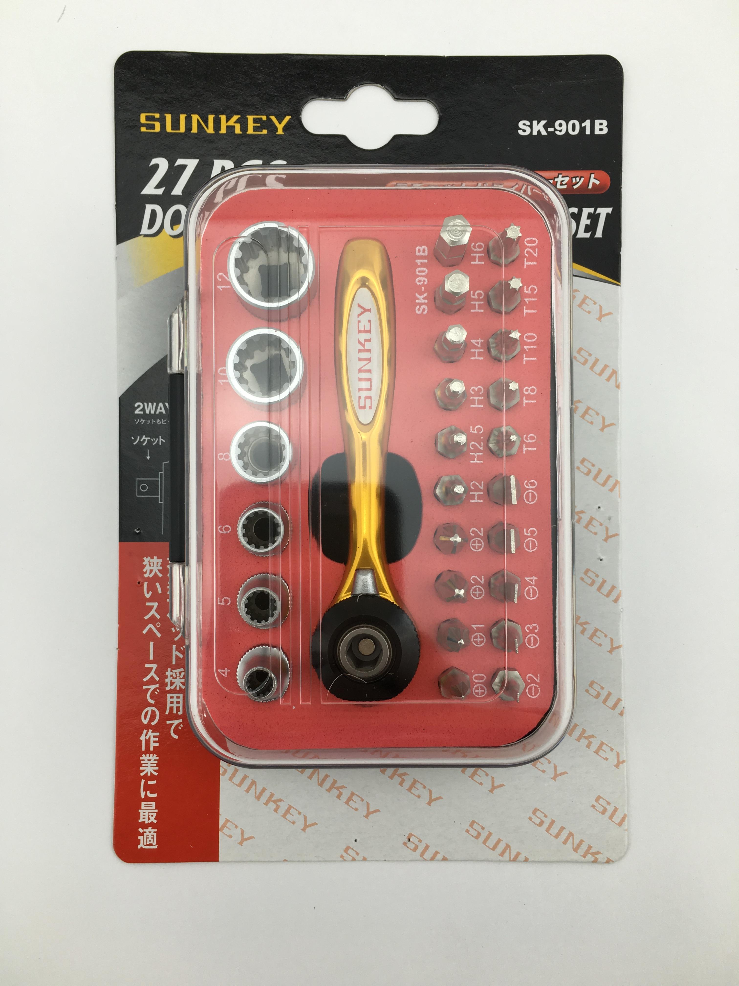 บ๊อกชุดรู 1/4 และดอกไขควงตอก 27 ตัวชุด ยี่ห้อ Sunkey