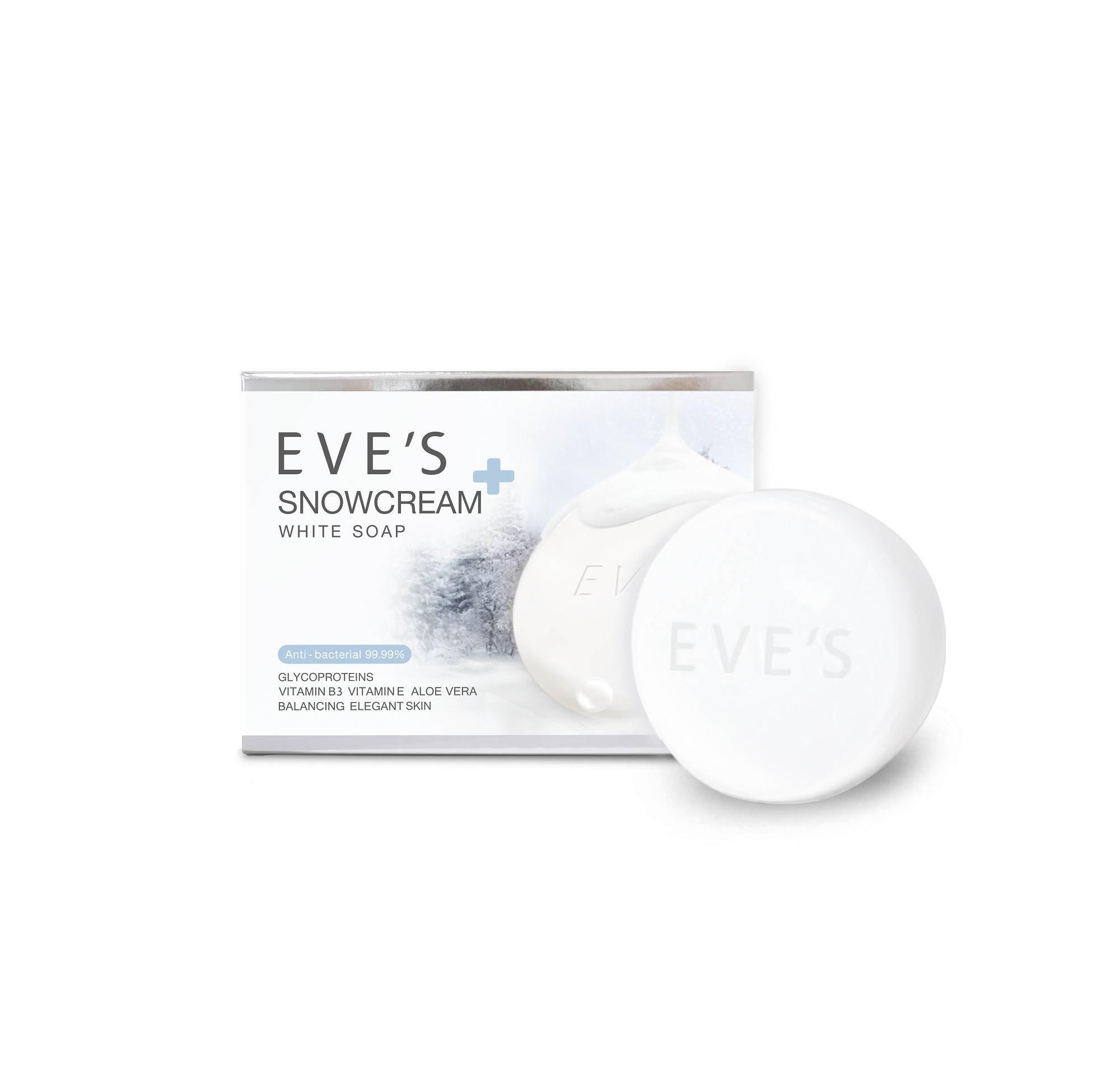 EVE'S สบู่อีฟส์ / SNOWCREAM WHITE SOAP ลดสิว ผิวขาว ฆ่าเชื้อไวรัส 99.99%