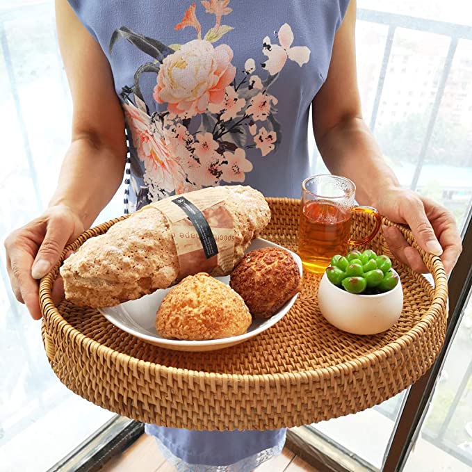 ถาดหวาย ทรงรี ถาดใส่อาหาร พร็อพถ่ายรูป rattan tray🤎