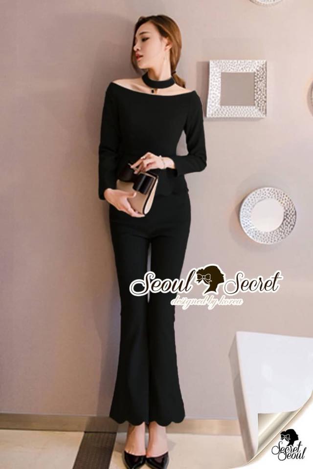 ชุดเซ็ทเสื้อ+กางเกง+สร้อยคอ