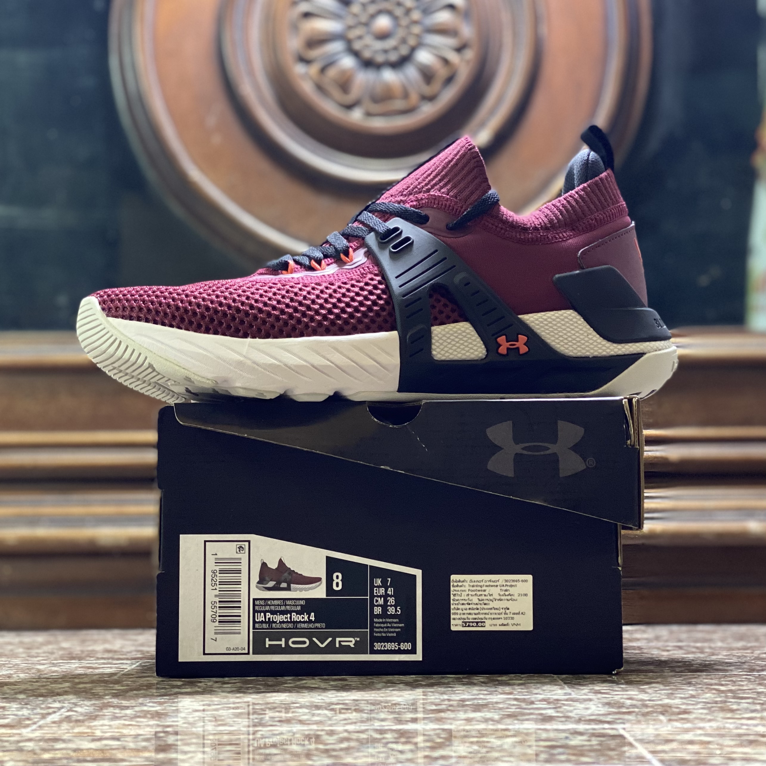 รองเท้าเทรนนิ่ง Under Armour Project Rock 4 ‘Burgundy’ (M8US)