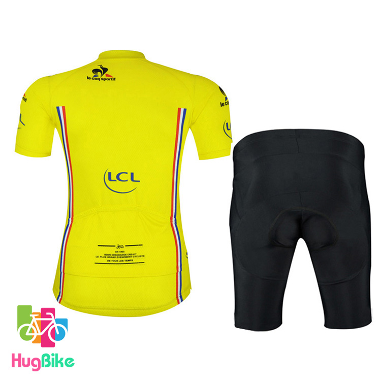 ชุดจักรยานแขนสั้นทีม Le tour de france 16 (04) สีเหลือง