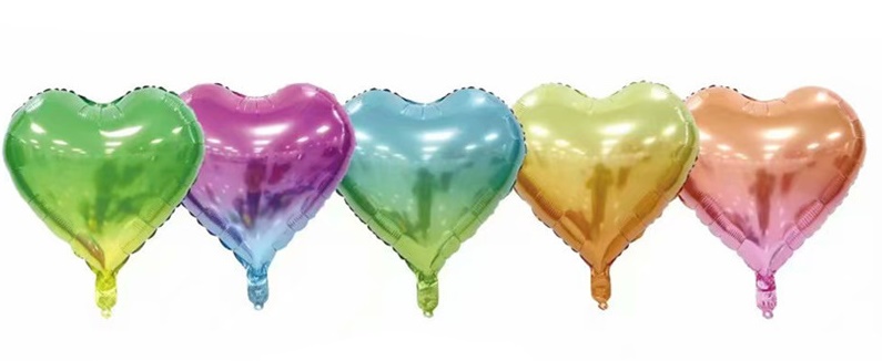 18'' HEART FOIL BALLOON / ลูกโป่งฟอยหัวใจ 18" สีเขียว, ม่วง, ฟ้า, ส้ม