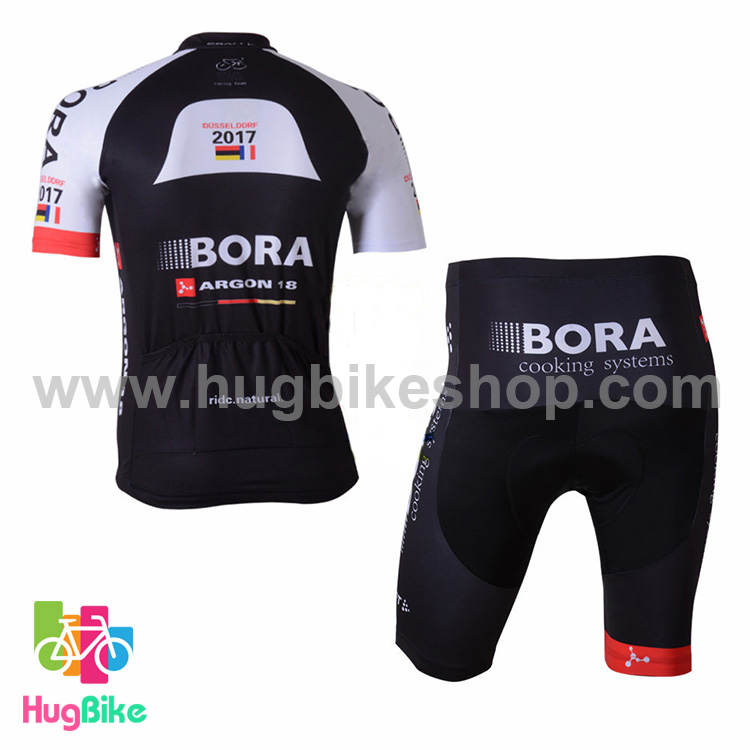ชุดจักรยานแขนสั้นทีม Bora 17 (04) สีดำขาว