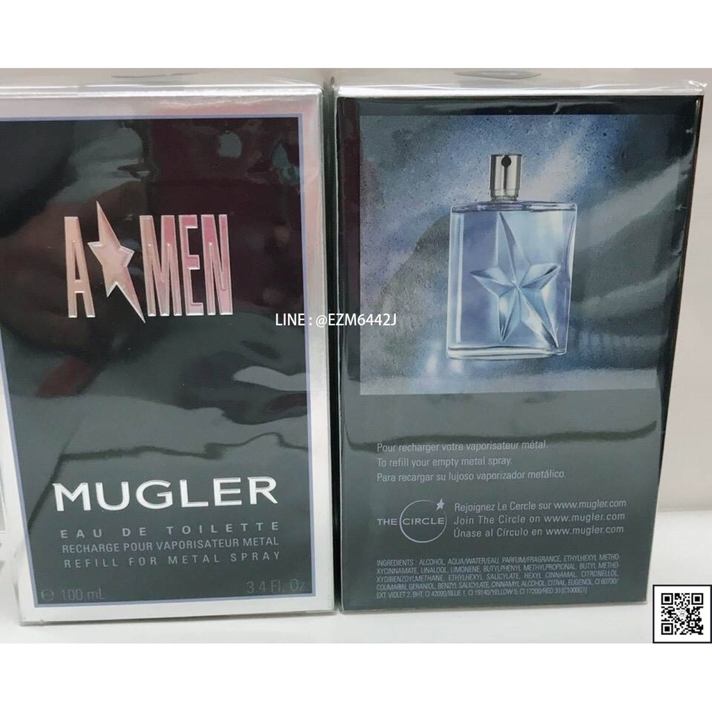 น้ำหอมแท้ THIERRY MUGLER A MEN REFILL FOR MEN EAU DE TOILETTE SPRAY 100 ML ของใหม่ กล่องขายซีล เหมือนกับห้าง
