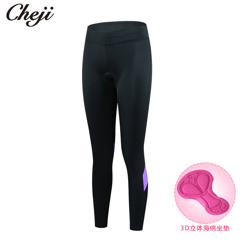 กางเกงจักรยานผู้หญิงขายาว CheJi สีดำ